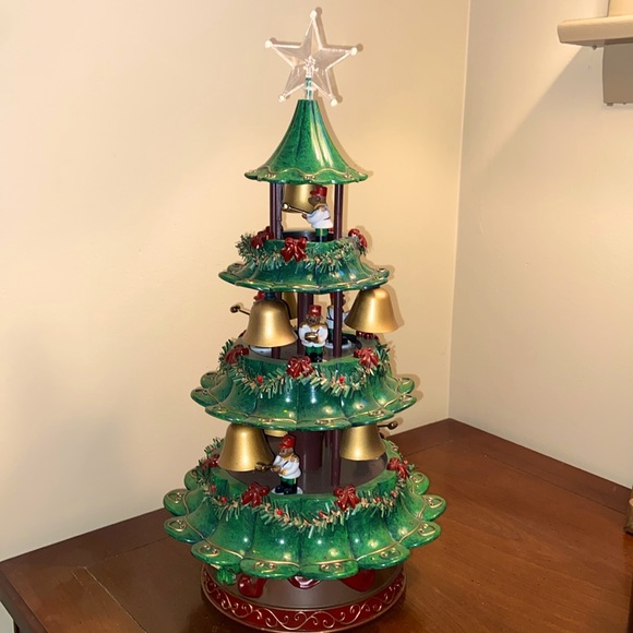 Bell tower tree Christmas decoration vintage bears ringing bells - Picture 1 of 15